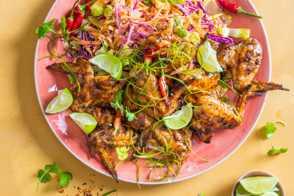 Lime grilled chicken wings with a pineapple slaw - Astral Chicken